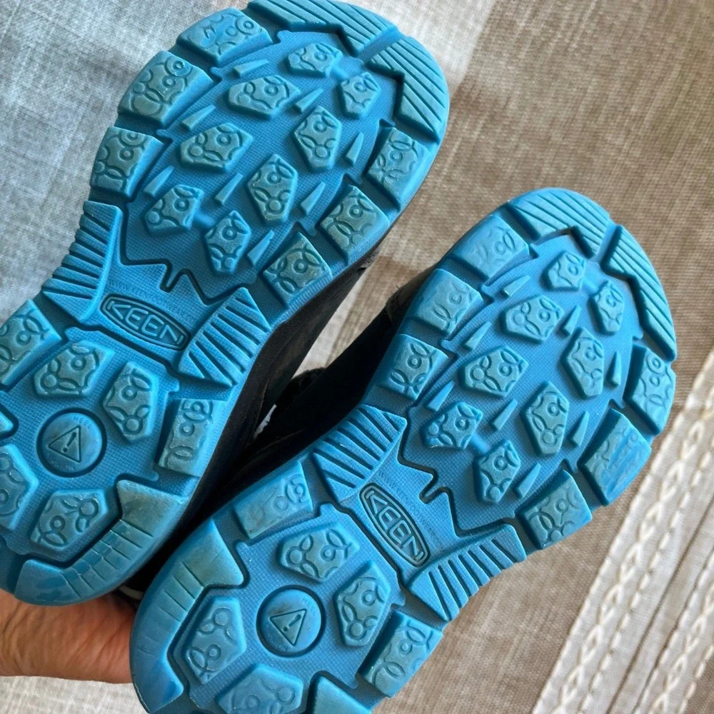 Keen Kids Waterproof Hiking Boots Gray Blue Triple Strap Size 12 US 30 EU